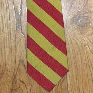 Crimson Color Red and Golden Yellow Silk Tie